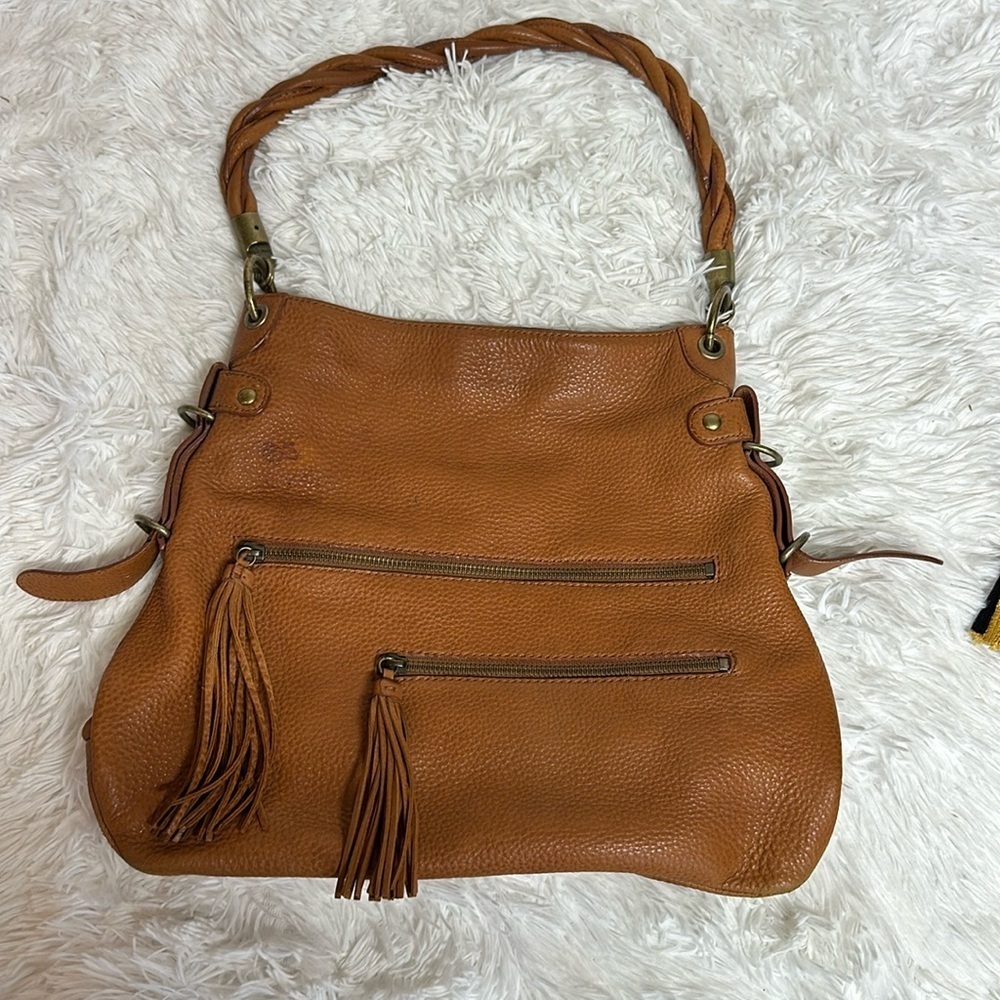 Alfani Leather Shoulder Bag with Braided Handle